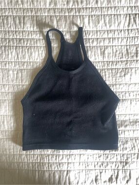 FP Movement by Free People Black Ribbed Crop Top